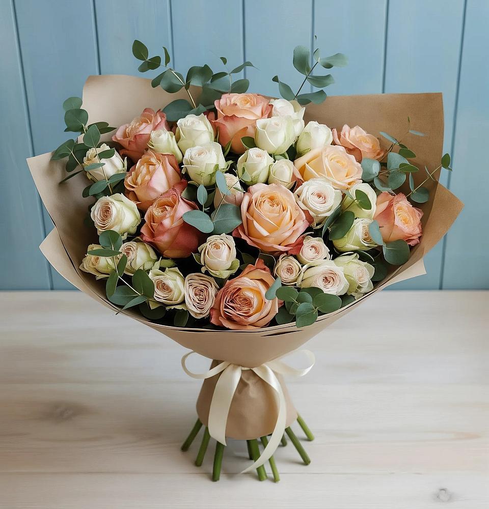 Букет цветов из: Альстромерии и Розы в Марксе