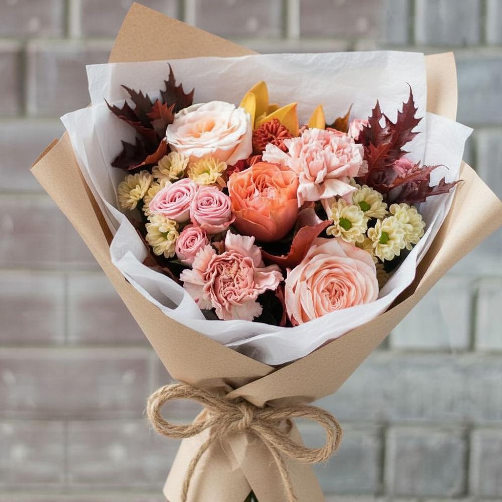 Букет цветов из: Гвоздики, Хризантемы и Розы в Марксе