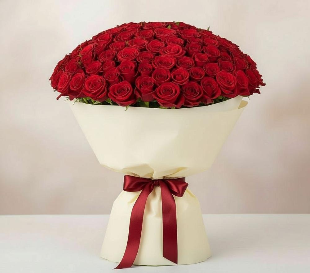 Букет 101 Красная роза Милано в Марксе