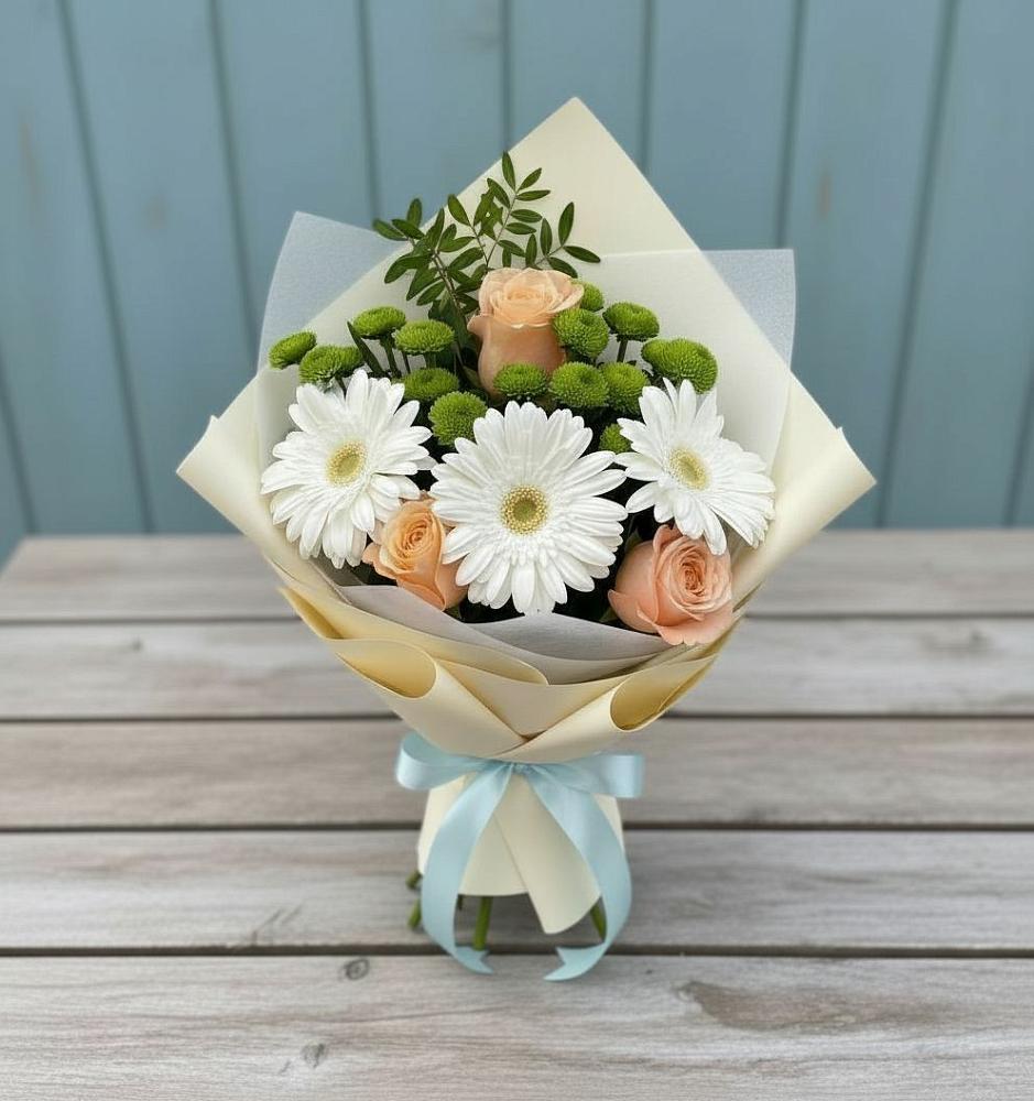 Букет цветов из: Герберы, Розы и Хризантемы в Марксе