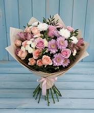 Букет цветов из:  Хризантемы, Розы и Альстромерии в Марксе