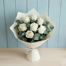 Букет Белые розы в Эвкалипте #REPLACE_PRED# Марксе