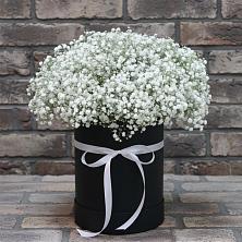 Цветочная композиция из Гипсофила в шляпной коробке в Марксе